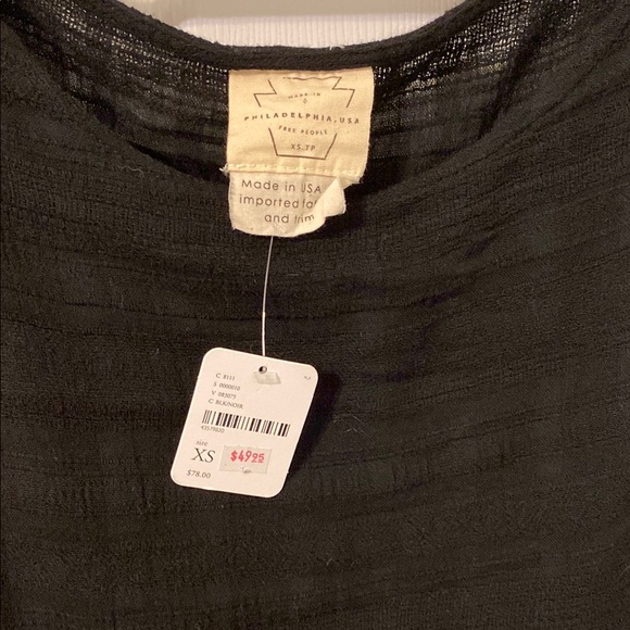 Free People Black Off the Shoulder Puff Sleeve Blouse - Picture 2 of 5